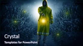  Presentation with night - Cool new presentation theme with man in raincoat at night backdrop and a  colored foreground