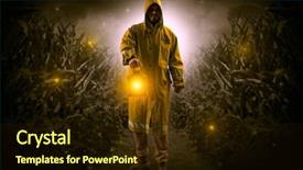  Presentation with night - Beautiful theme featuring man in raincoat at night backdrop and a  colored foreground