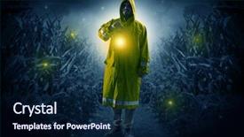  Presentation with night - Amazing theme having man in raincoat at night backdrop and a  colored foreground