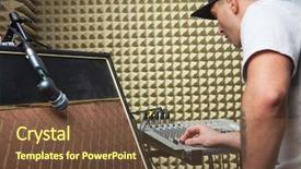  Presentation with recording studio - Presentation theme having man in recording studio sitting background and a tawny brown colored foreground