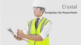  Presentation with hat - Presentation theme enhanced with man-in-reflector-vest background and a light gray colored foreground