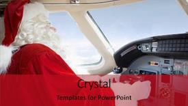  Presentation with private jet - Slide set enhanced with man in santa costume holding background and a crimson colored foreground