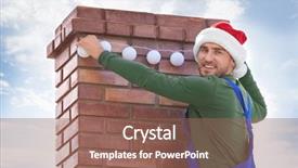  Presentation with hat - Slides featuring man in santa hat decorating background and a  colored foreground