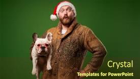  Presentation with santa - Audience pleasing PPT theme consisting of man-in-santa-hat backdrop and a tawny brown colored foreground