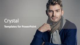  Presentation with summer winter autumn spring - Colorful PPT theme enhanced with man in scarf and sweater backdrop and a gray colored foreground