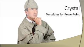  Presentation with sherlock holmes - Amazing slide deck having man in sherlock holmes costume backdrop and a white colored foreground
