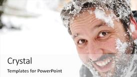  Presentation with snow - Theme having man in snow face closeup background and a  colored foreground
