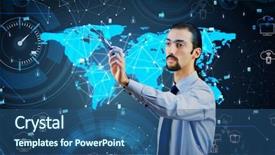  Presentation with data management - Amazing slides having man in social data management backdrop and a  colored foreground