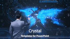  Presentation with data management - Colorful presentation enhanced with man in social data management backdrop and a  colored foreground