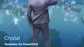  Presentation with social networks - Cool new theme with man-in-social-networks-concept backdrop and a ocean colored foreground