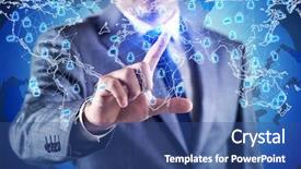  Presentation with social networks - Slide deck featuring man in social networks concept background and a ocean colored foreground