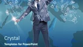  Presentation with social networks - Amazing slide deck having man-in-social-networks-concept backdrop and a ocean colored foreground