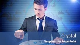  Presentation with social networks - PPT theme consisting of man-in-social-networks-concept background and a ocean colored foreground