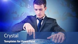  Presentation with social networks - PPT theme with man-in-social-networks-concept background and a ocean colored foreground