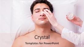  Presentation with spa concept - Presentation design having man in spa massage concept background and a  colored foreground