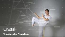  Presentation with sportswear - Slide set consisting of man in sportswear performing background and a gray colored foreground