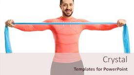  Presentation with band - Presentation theme enhanced with man-in-sportswear-stretching background and a lemonade colored foreground