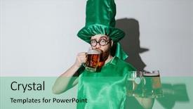  Presentation with grab hand - Presentation theme enhanced with man in st patriks costume background and a  colored foreground