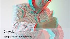  Presentation with glasses - Slides enhanced with man in stereo glasses 3d background and a sky blue colored foreground
