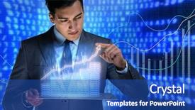  Presentation with stock trading - PPT theme featuring man in stock trading business background and a ocean colored foreground
