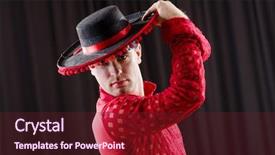  Presentation with dancing - PPT theme consisting of man in studio dancing spanish background and a tawny brown colored foreground