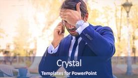  Presentation with news - Audience pleasing PPT layouts consisting of man in suit having problematic backdrop and a ocean colored foreground