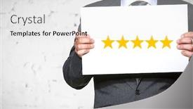  Presentation with five stars - Theme having man-in-suit-holding-white background and a white colored foreground