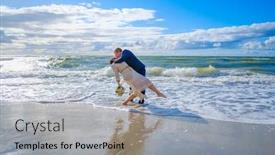  Presentation with white wedding - Audience pleasing presentation theme consisting of man-in-suit-kissing-woman backdrop and a light gray colored foreground