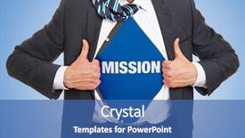  Presentation with mission vision goal - Audience pleasing slide deck consisting of man in suit opens shirt backdrop and a ocean colored foreground