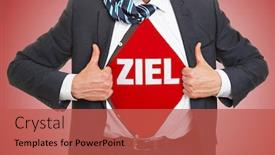  Presentation with vision - Colorful slide set enhanced with man-in-suit-opens-shirt backdrop and a red colored foreground