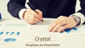  Presentation with contract - PPT layouts enhanced with man in suit signing contract background and a cream colored foreground