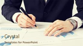  Presentation with music man in suit - Audience pleasing PPT layouts consisting of man in suit signing contract backdrop and a cream colored foreground