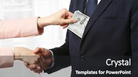 Presentation with bribe - Cool new PPT layouts with man in suit taking bribe backdrop and a dark gray colored foreground