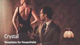  Presentation with man in suit and tie - Presentation theme consisting of man in suit with woman background and a tawny brown colored foreground