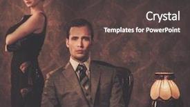  Presentation with man in suit and tie - Presentation enhanced with man in suit with woman background and a dark gray colored foreground