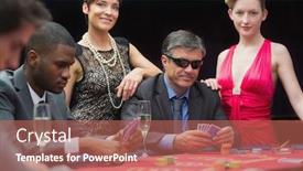  Presentation with poker - Slide deck enhanced with man in sunglasses playing poker with two women either side in casino background and a coral colored foreground