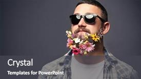 Presentation with handsome - Amazing theme having man in sunglasses with beard backdrop and a dark gray colored foreground