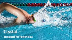  Presentation with professional tennis player athlete man - Colorful PPT layouts enhanced with crawling - professional man in swimming pool backdrop and a teal colored foreground