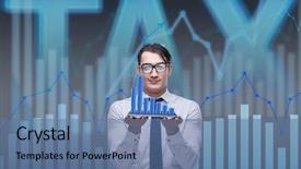  Presentation with tax - Beautiful PPT layouts featuring man in tax return submission backdrop and a ocean colored foreground