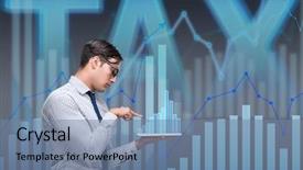  Presentation with tax evasion - Audience pleasing PPT theme consisting of man in tax return submission backdrop and a seafoam green colored foreground