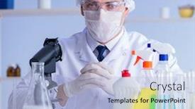  Presentation with lonely man new zealand tourists - Cool new presentation theme with man-in-the-lab-testing backdrop and a light blue colored foreground