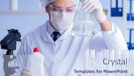  Presentation with testing - Beautiful PPT layouts featuring man-in-the-lab-testing backdrop and a sky blue colored foreground