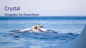  Presentation with motor - Slide deck having man in the motor boat background and a  colored foreground