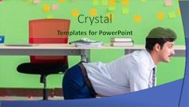  Presentation with office - Slide set featuring man-in-the-office background and a mint green colored foreground