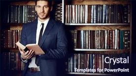  Presentation with old man - Beautiful slides featuring man in the old library backdrop and a navy blue colored foreground