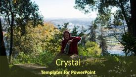  Presentation with water cup - Theme consisting of man-in-the-park-pours background and a tawny brown colored foreground