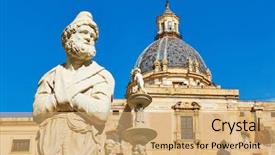  Presentation with shame - Beautiful slide set featuring man in the praetorian fountain backdrop and a coral colored foreground