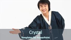  Presentation with hanbok the traditional korean dress - Presentation theme enhanced with man in traditional korean dress background and a  colored foreground