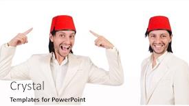  Presentation with turkish - Colorful theme enhanced with man-in-traditional-turkish-hat backdrop and a sky blue colored foreground