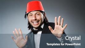  Presentation with turkish - Slides featuring man in traditional turkish hat and dress background and a ocean colored foreground